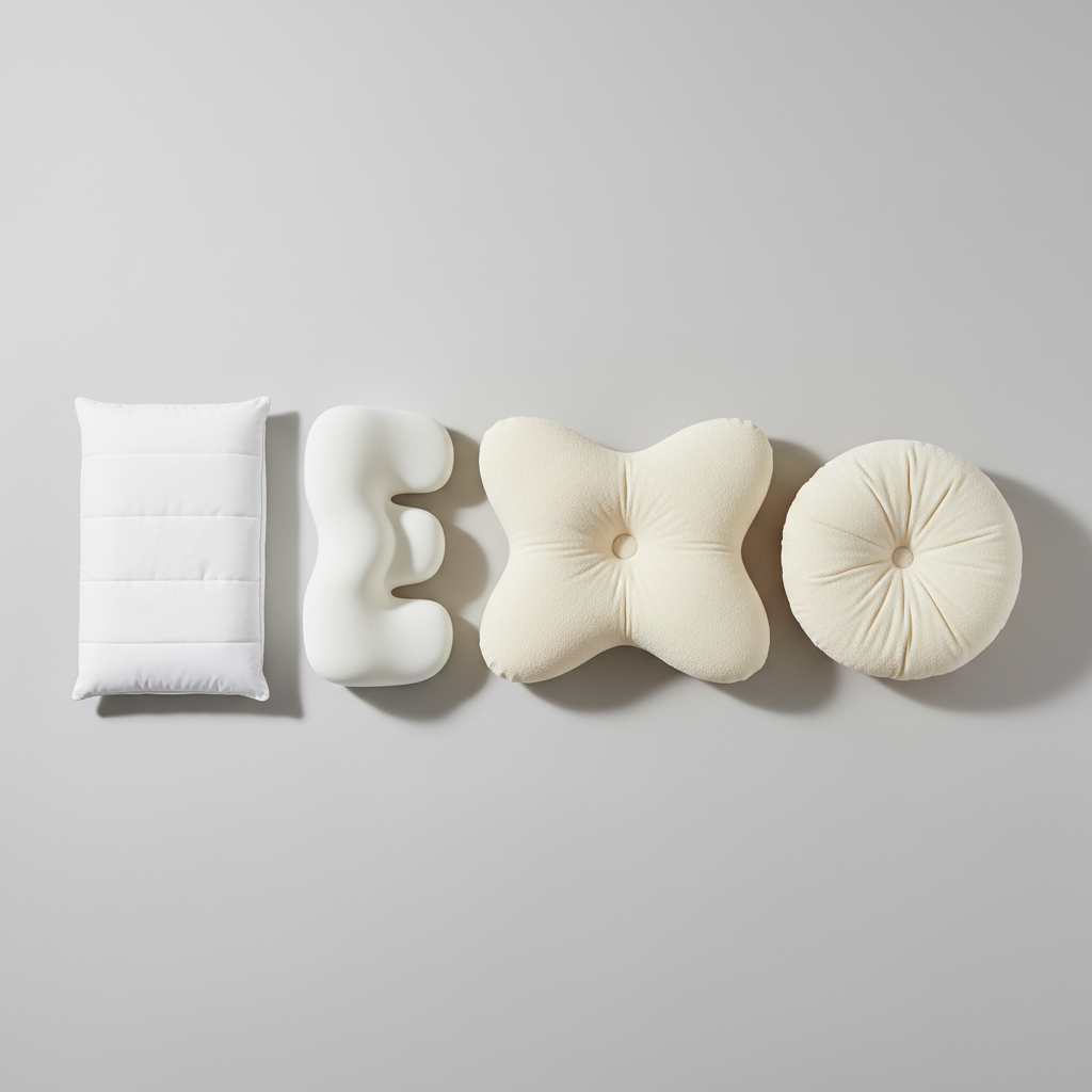 Bovenaanzicht van verschillende soorten kussens