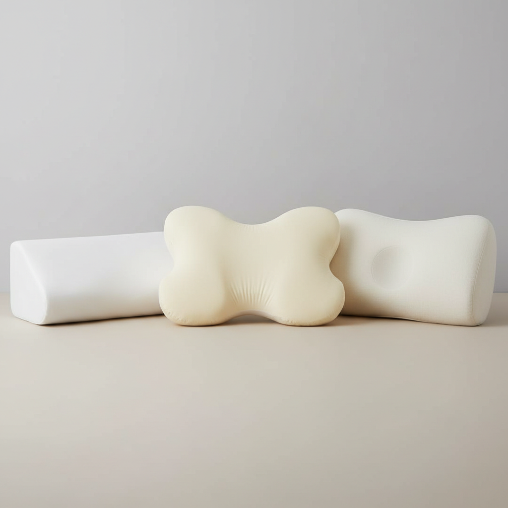 Meerdere orthopedische kussens naast elkaar