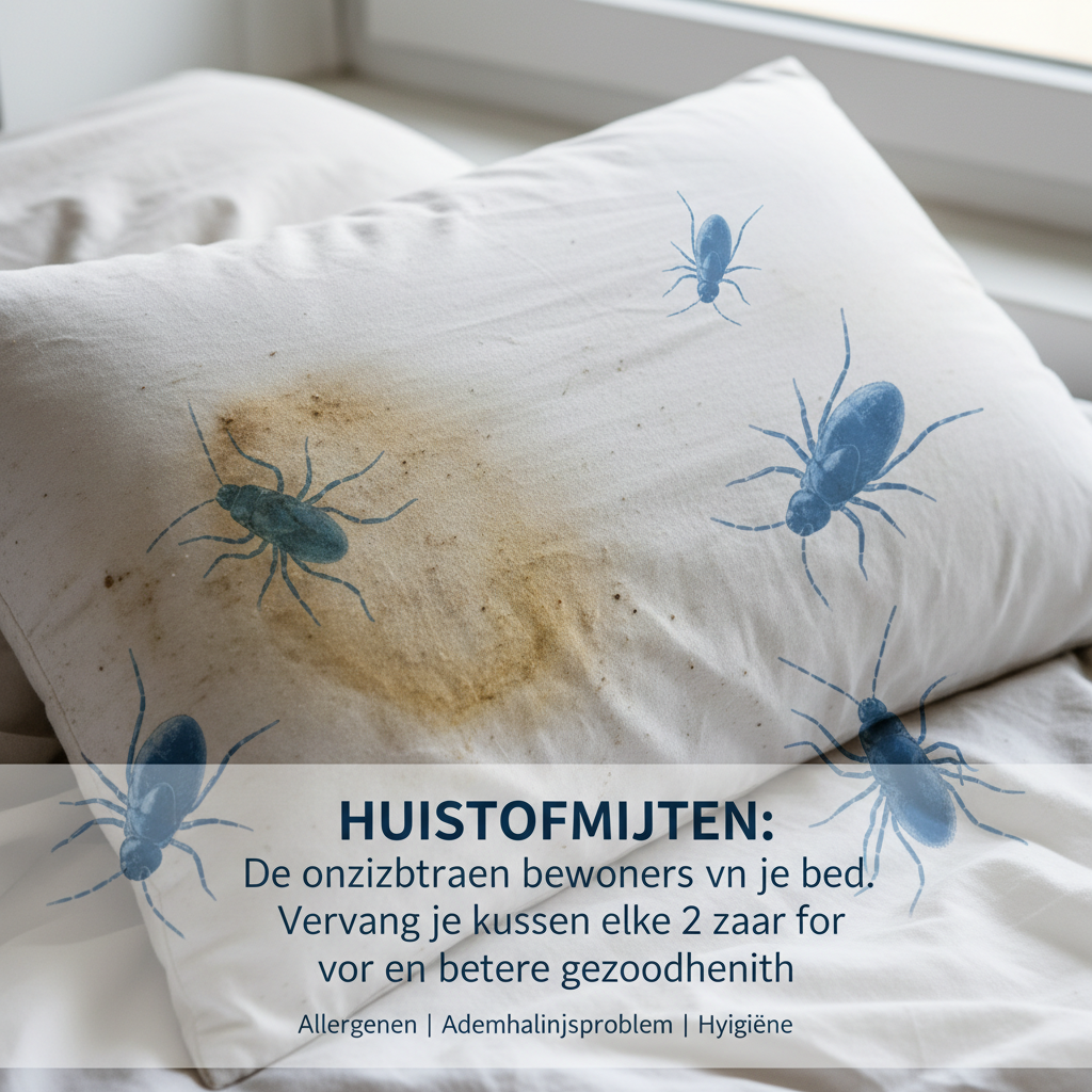 Vies kussen met vlekken en stofmijten visualisatie