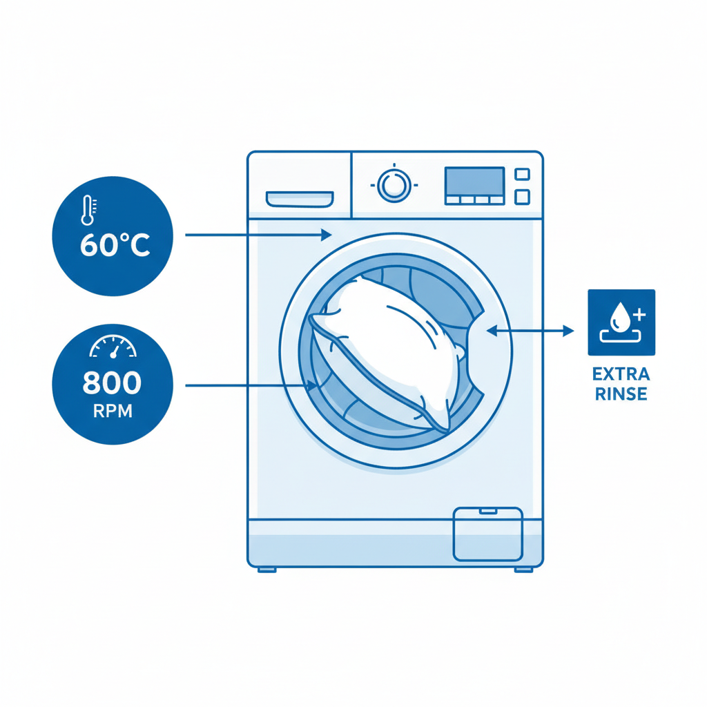 Wasmachine met kussen diagram en instructies