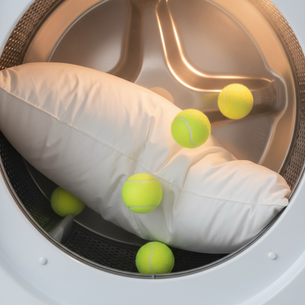 Droger met tennisballen trick demonstratie