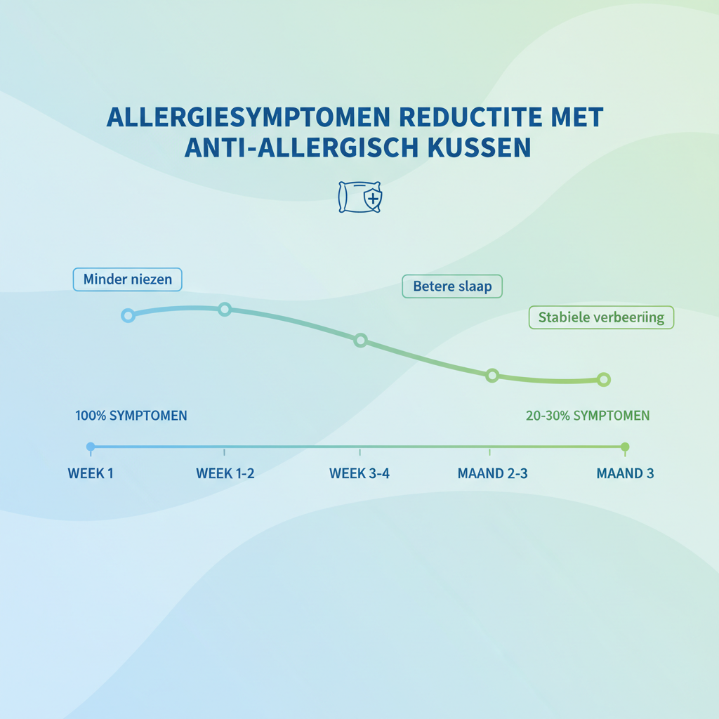 Timeline symptoomreductie met antiallergisch kussen
