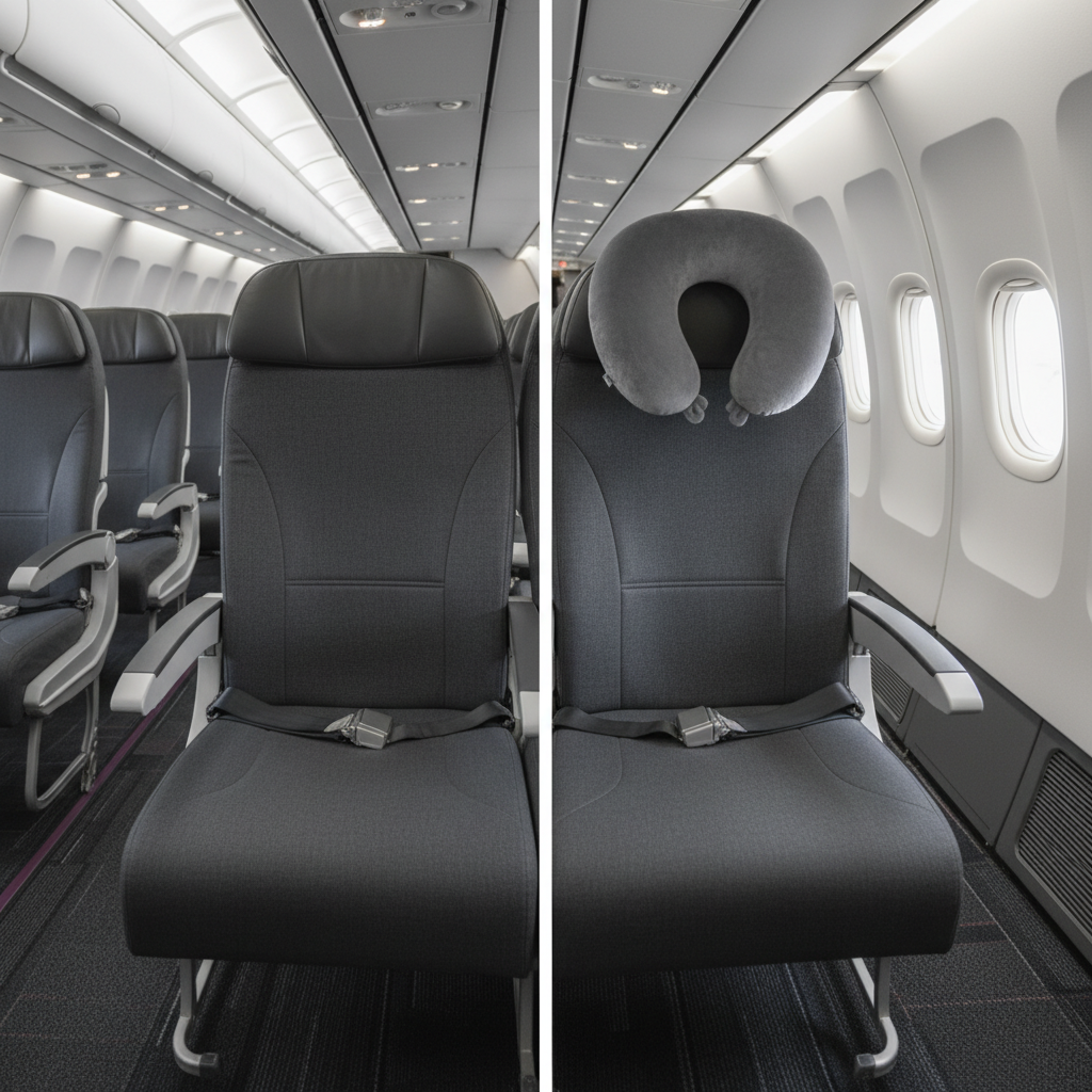Vliegtuigstoel met en zonder reiskussen vergelijking