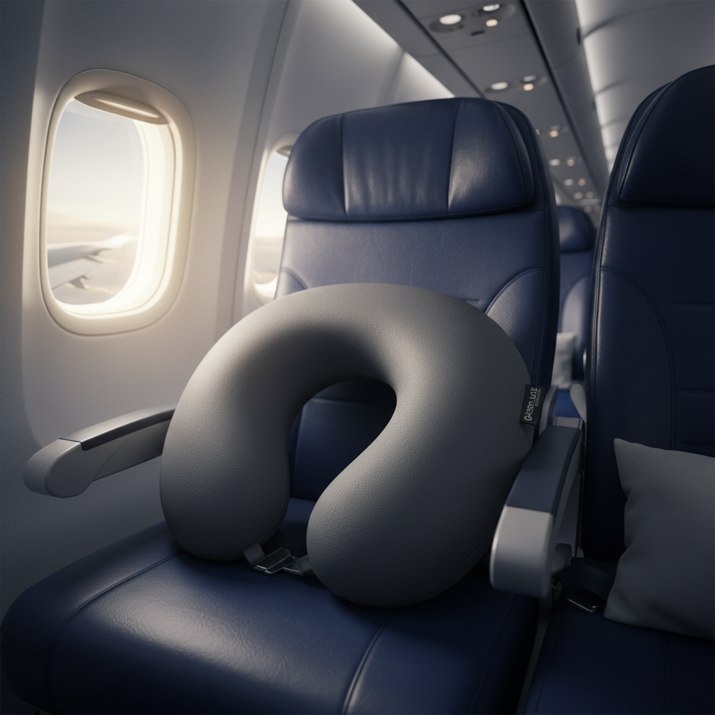 Reiskussen in gebruik in vliegtuigstoel